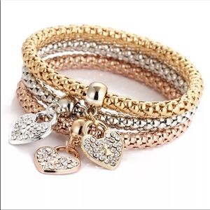 3PC Charm Bracelets Set Hearts